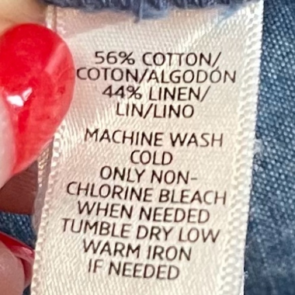 Bg: Loft chambray Linen cotton Blend shorts Pockets Sz 10 Great used condition - Picture 5 of 12